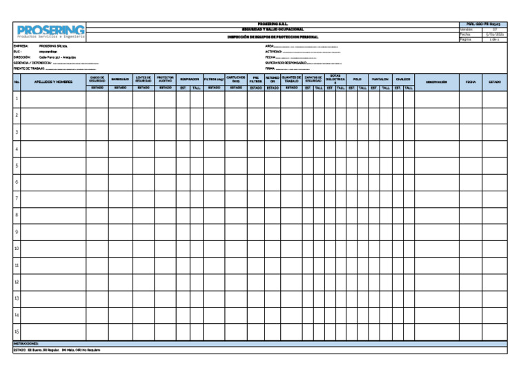 PSRL-SSO-PR-805.03 Inspeccion de EPPs Ver. 07 | PDF
