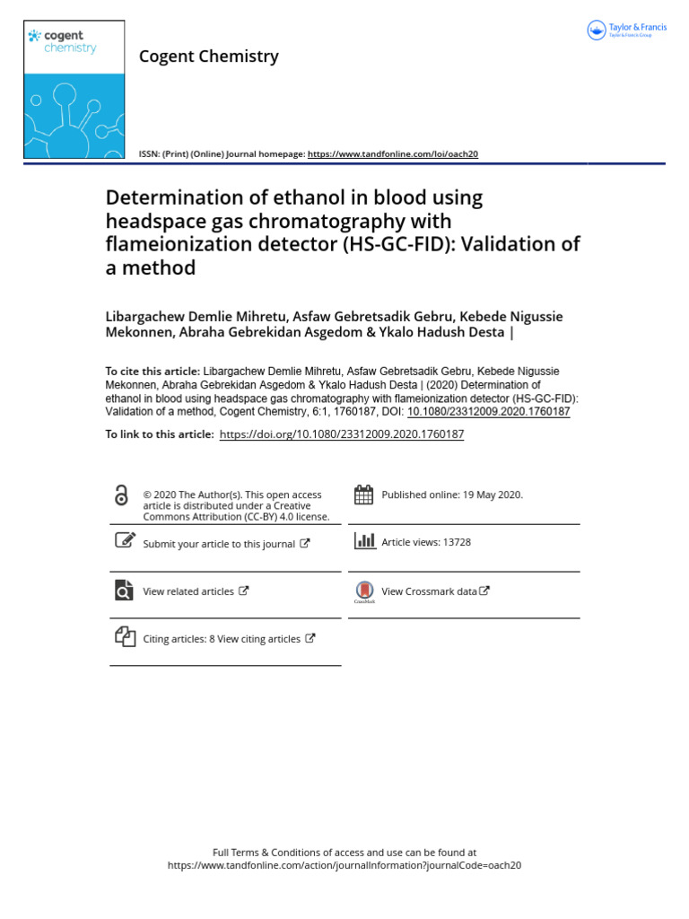 Ethanol Detection in Blood via HS-GC-FID | PDF | Accuracy And Precision ...
