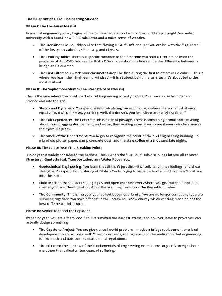 Journey of a Civil Engineering Student | PDF | Mechanical Engineering ...