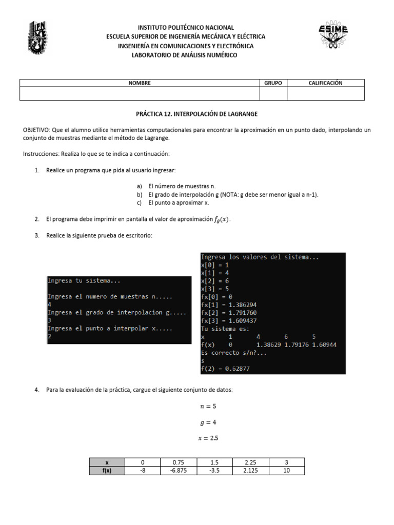 Interpolación de Lagrange en Python | PDF