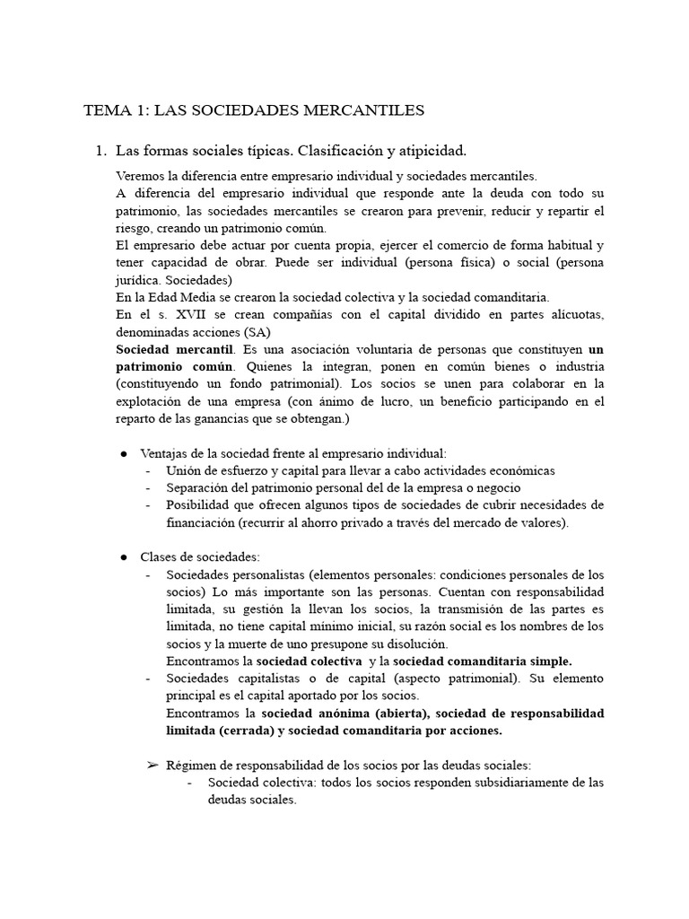 Tipos de Sociedades Mercantiles y Su Régimen | PDF | Sociedad de ...