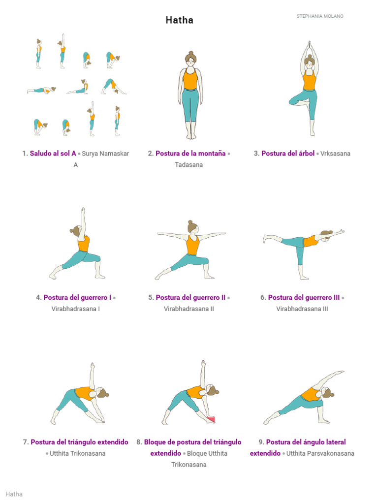 Posturas de Hatha Yoga Esenciales | PDF