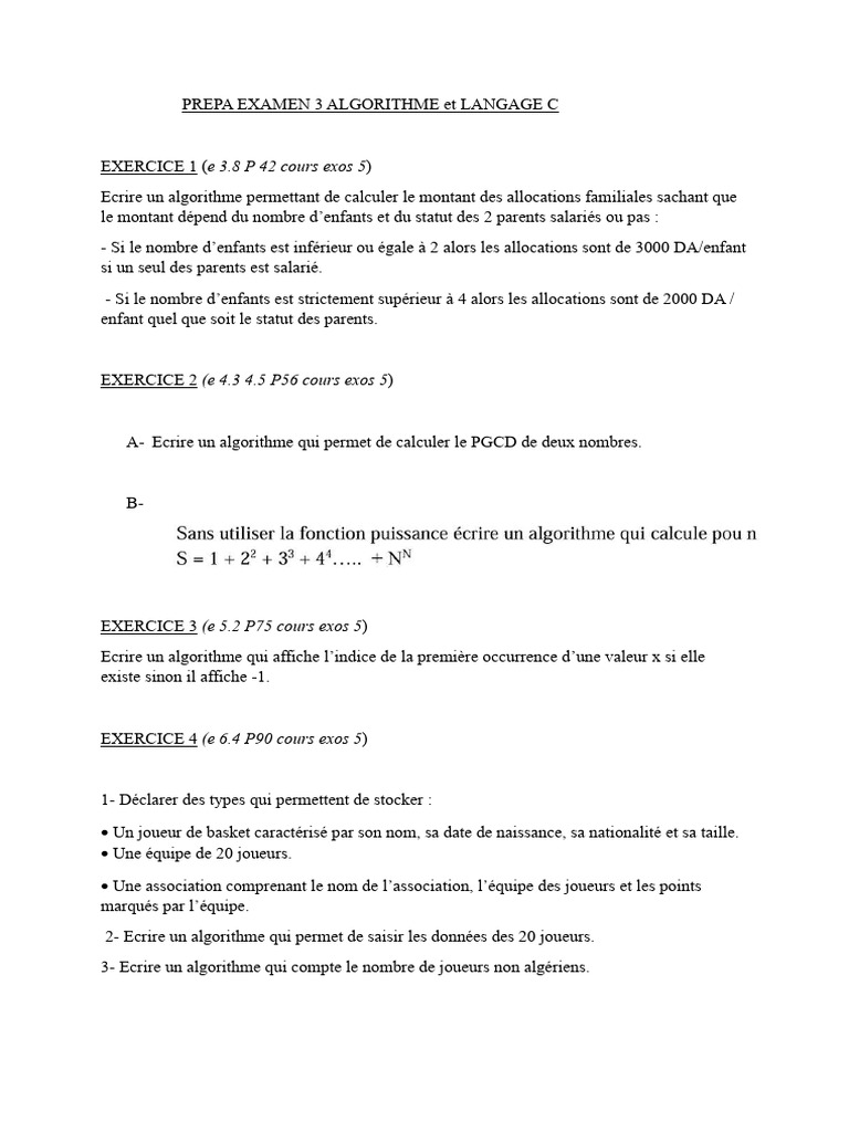 Algorithmes en C : Allocations et PGCD | PDF