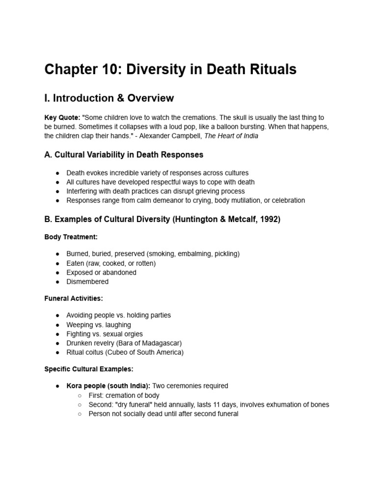 Cultural Diversity in Death Rituals | PDF | Funeral | Cremation
