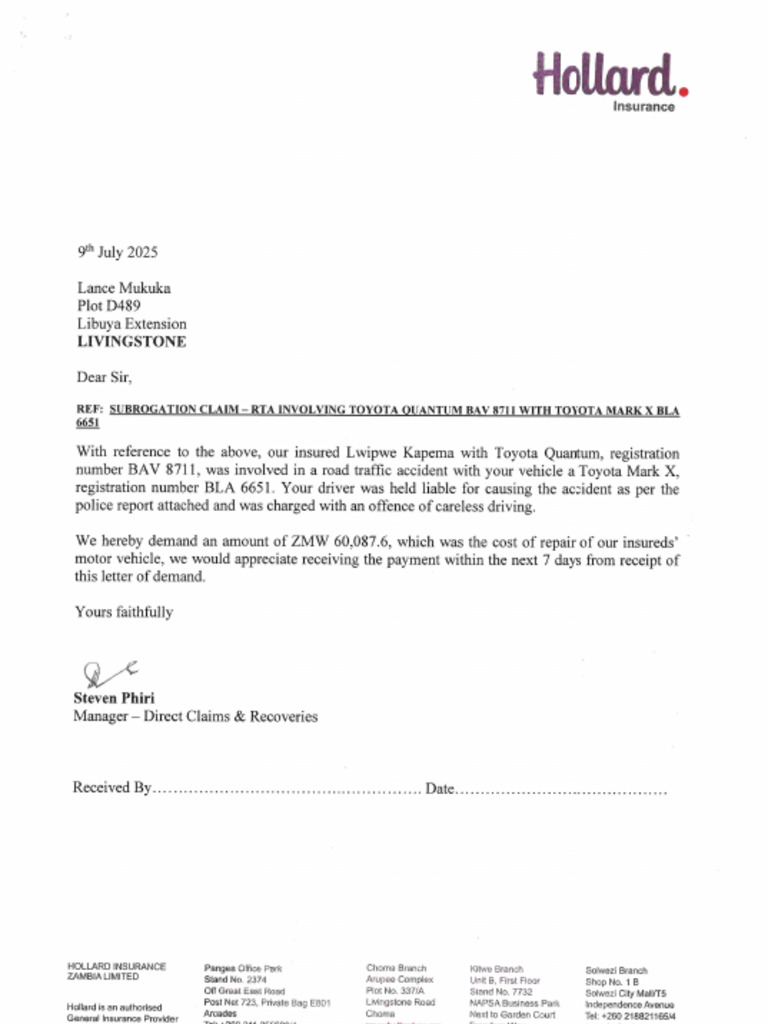 Lance Mukuka- 250718 083544 Subrogation | PDF