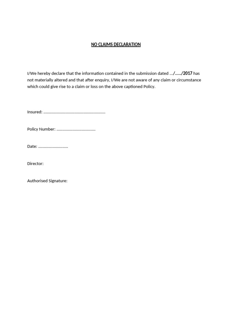 No Claim Declaration_2017 | PDF