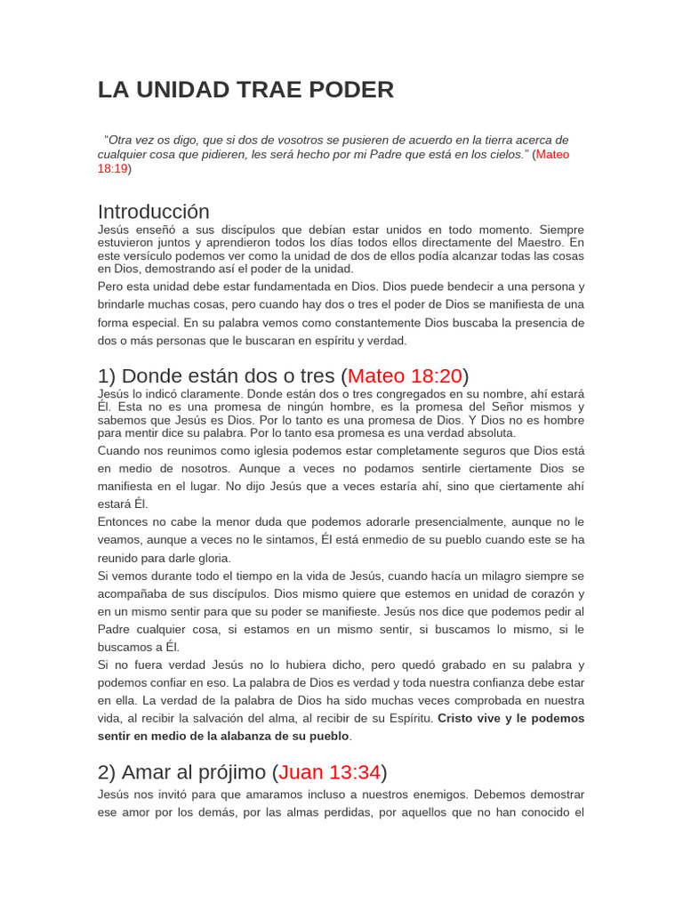 Poder de la Unidad en la Fe | PDF | Amor | Dios