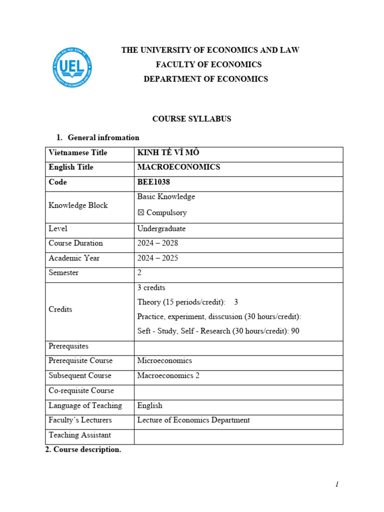 Macroeconomics Course Syllabus 2024-2025 | PDF | Macroeconomics ...