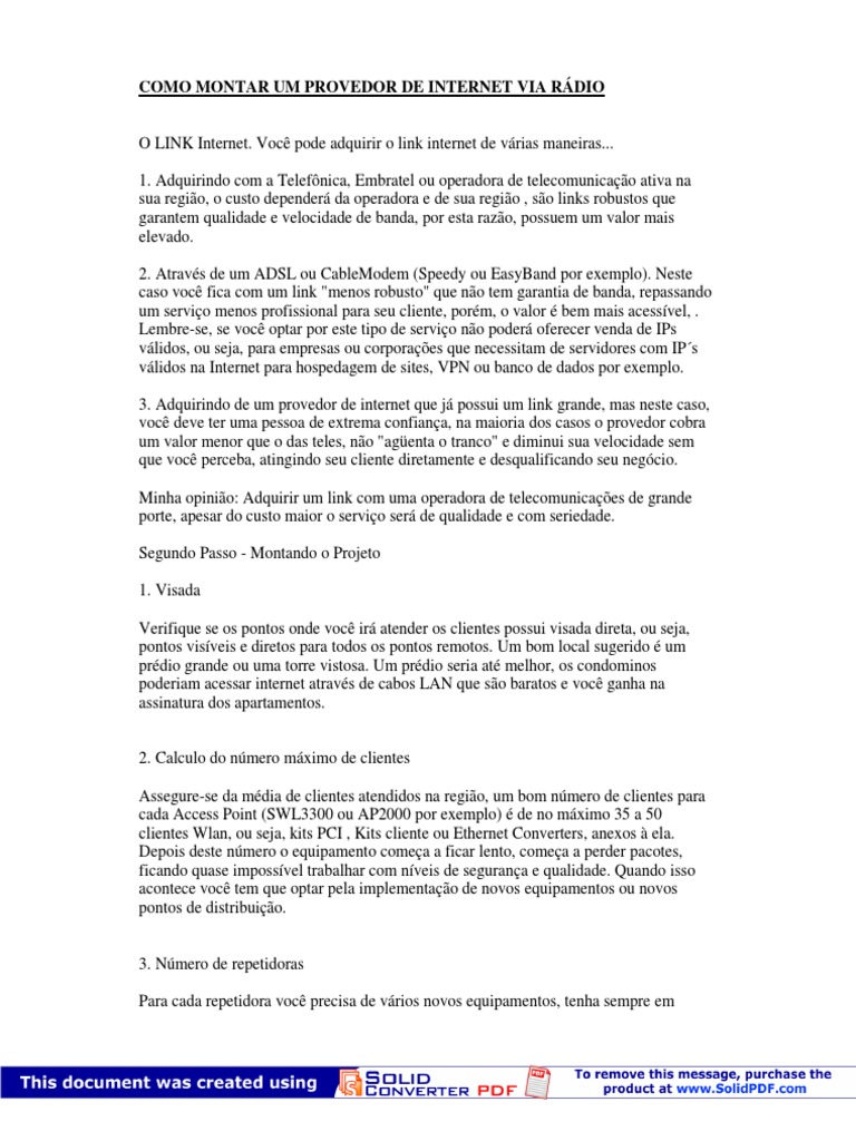 Como Montar Seu Provedor Wireless | PDF | Ieee 802.11 | Internet