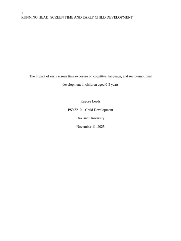 Screen Time Effects on Child Development | PDF | Child Development ...