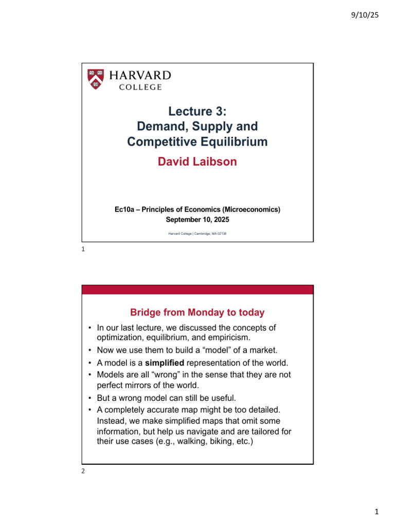 Lecture 3 Demand Supply and Competitive Equilibrium | PDF | Economic ...
