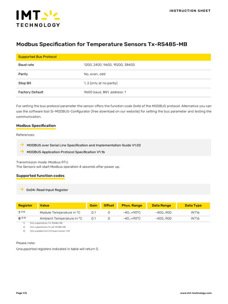 TX Rs485 Modbus Spec En | PDF | Byte | Computer Engineering