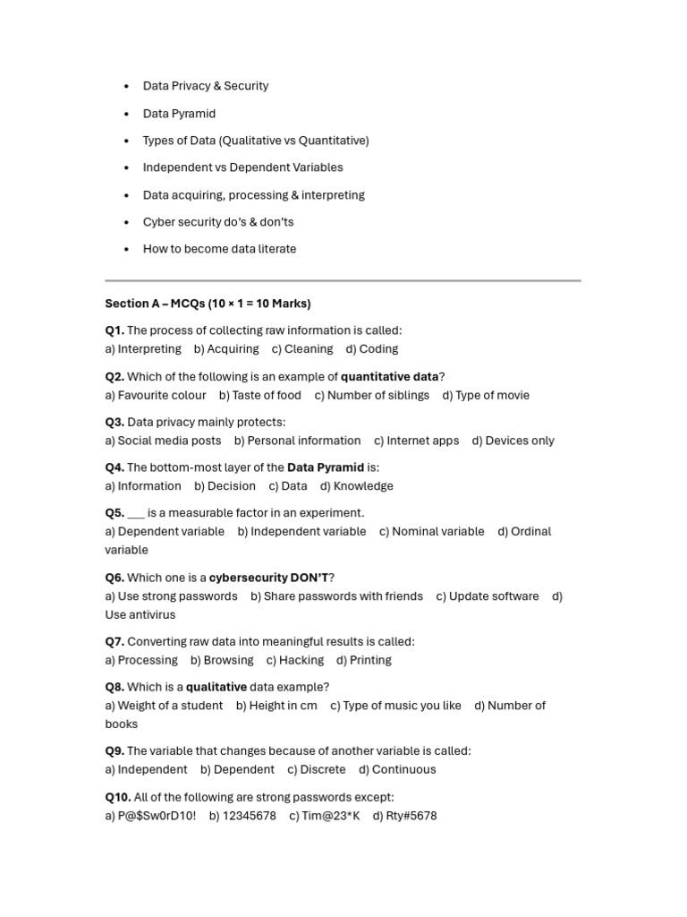 Data Literacy: Privacy, Security & Analysis | PDF | Data | Level Of ...