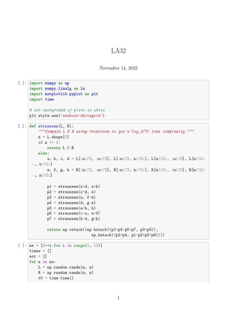 Recursive Matrix Multiplication in Python | PDF