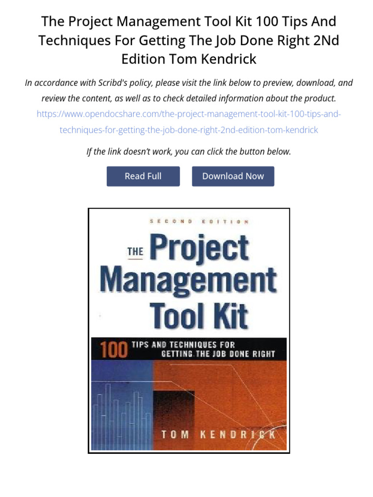 The Project Management Tool Kit 100 Tips and Techniques For Getting The ...
