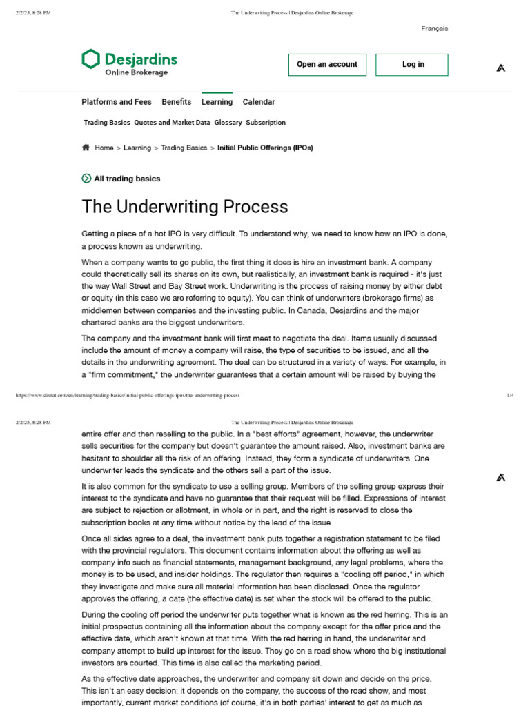 The Underwriting Process - Desjardins Online Brokerage | PDF | Initial ...