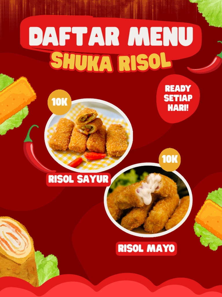 Merah Dan Kuning Modern Promo Menu Makanan Risol Instagram Post ...