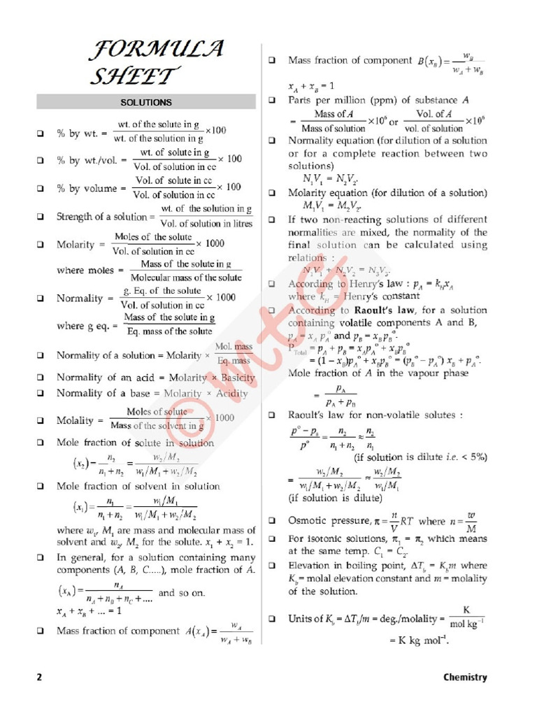 Ch 1 2 & 3 Formula Sheet | PDF