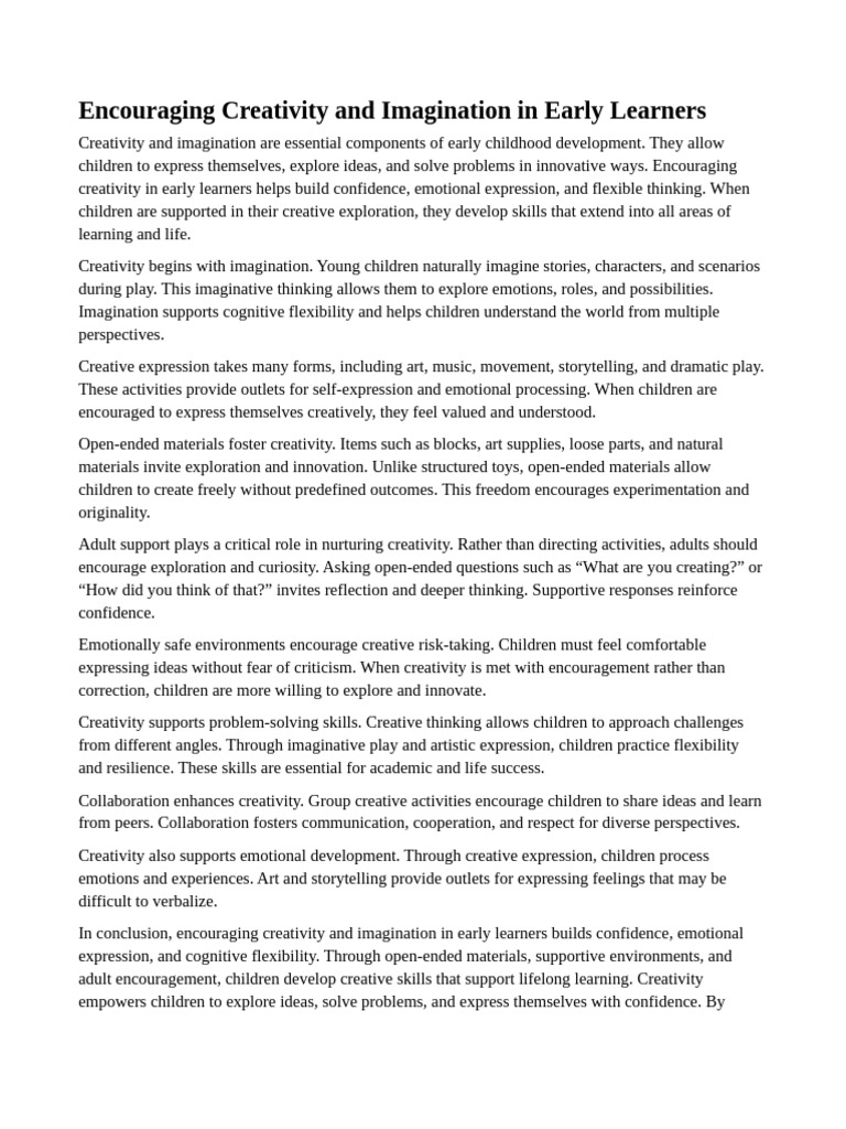 Boosting Creativity in Early Learners | PDF | Creativity | Learning