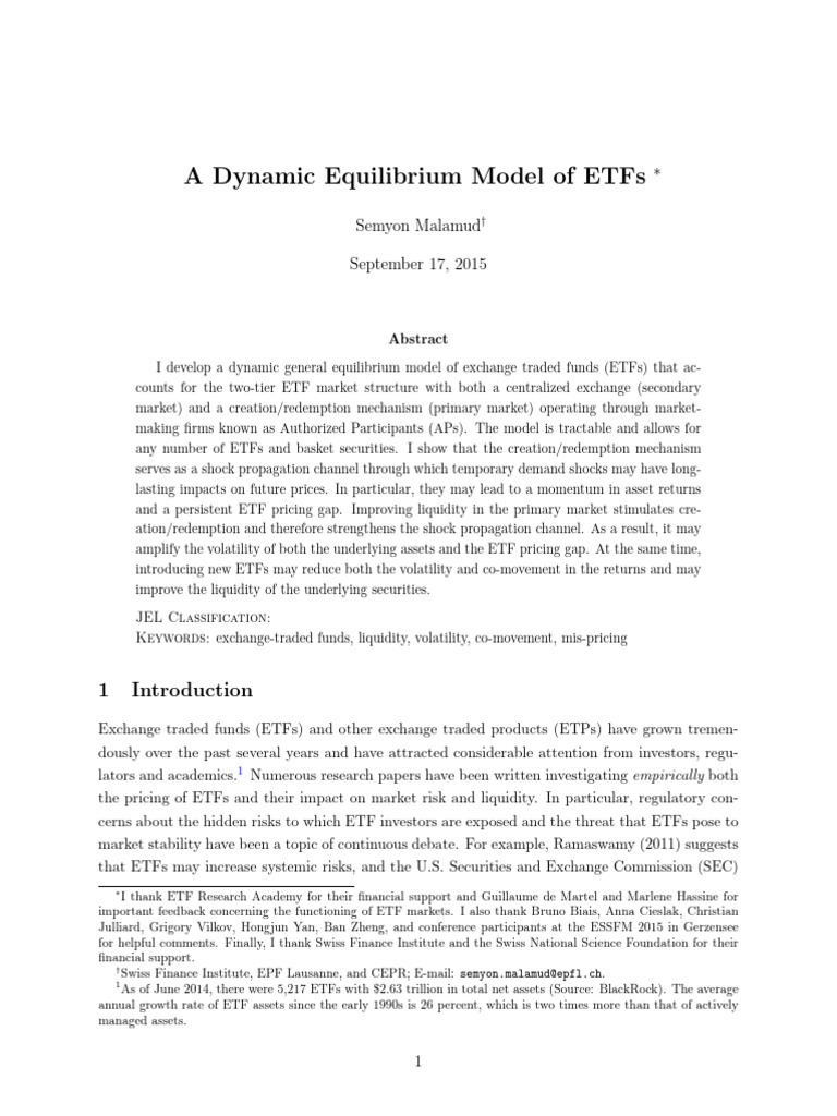 Dynamic Equilibrium Model of ETFs | PDF | Exchange Traded Fund | Arbitrage