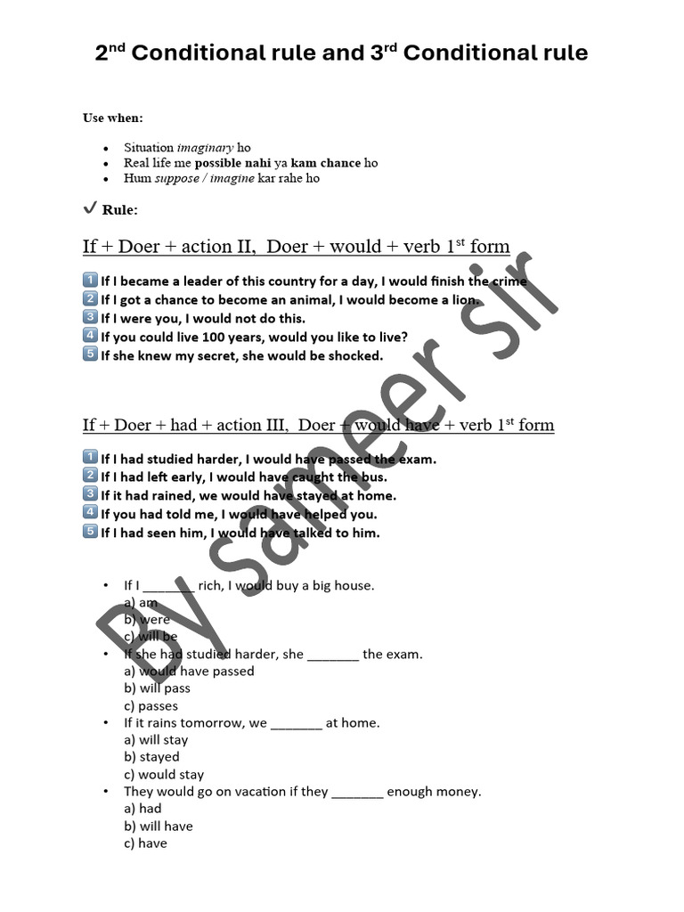 Understanding 2nd and 3rd Conditional Rules | PDF