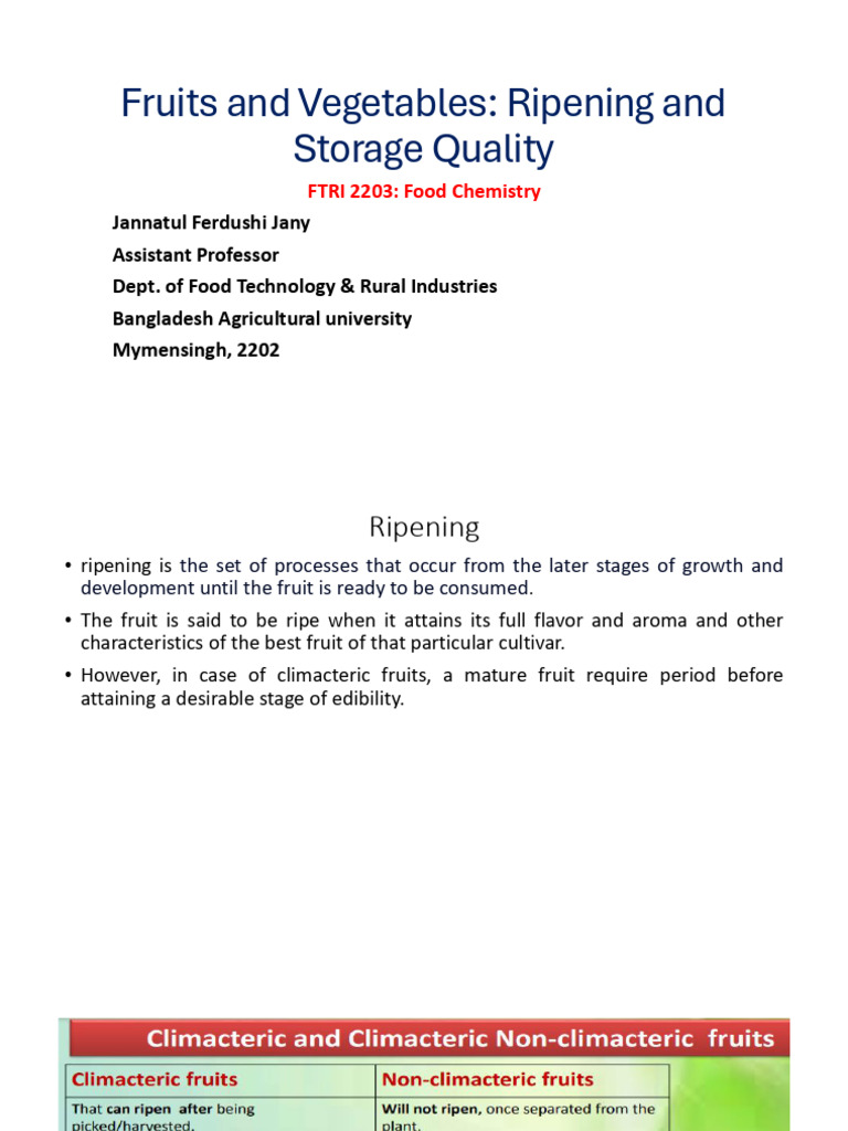 Ripening and Storage of Fruits & Vegetables | PDF | Vegetables | Chemistry