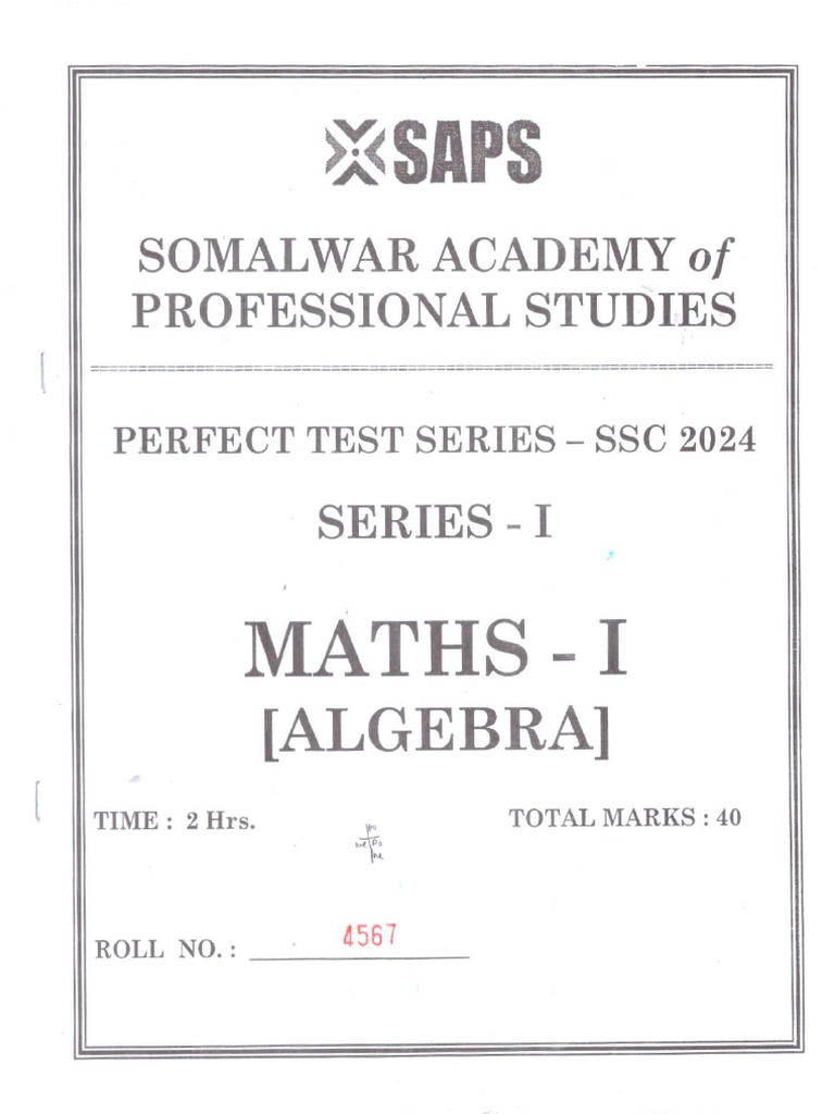 Sap Maths-1 2024 | PDF
