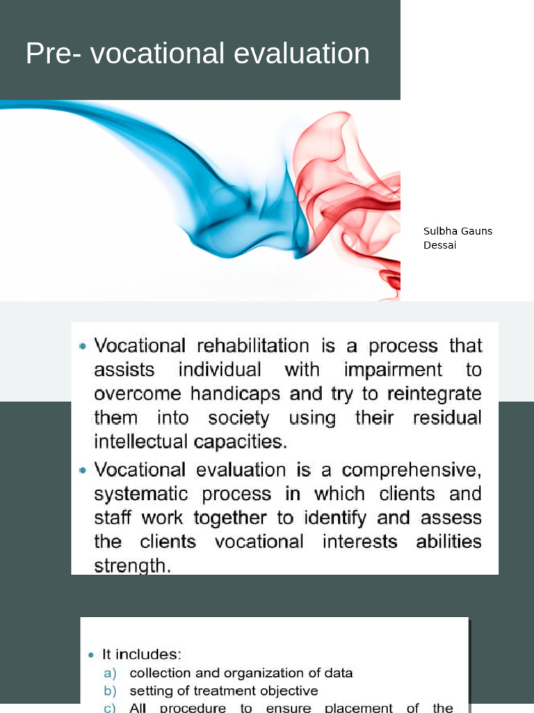 Pre-Vocational Evaluation Process Guide | PDF