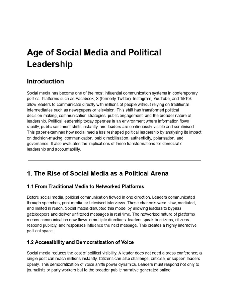 Social Media's Impact on Political Leadership | PDF | Social Media ...