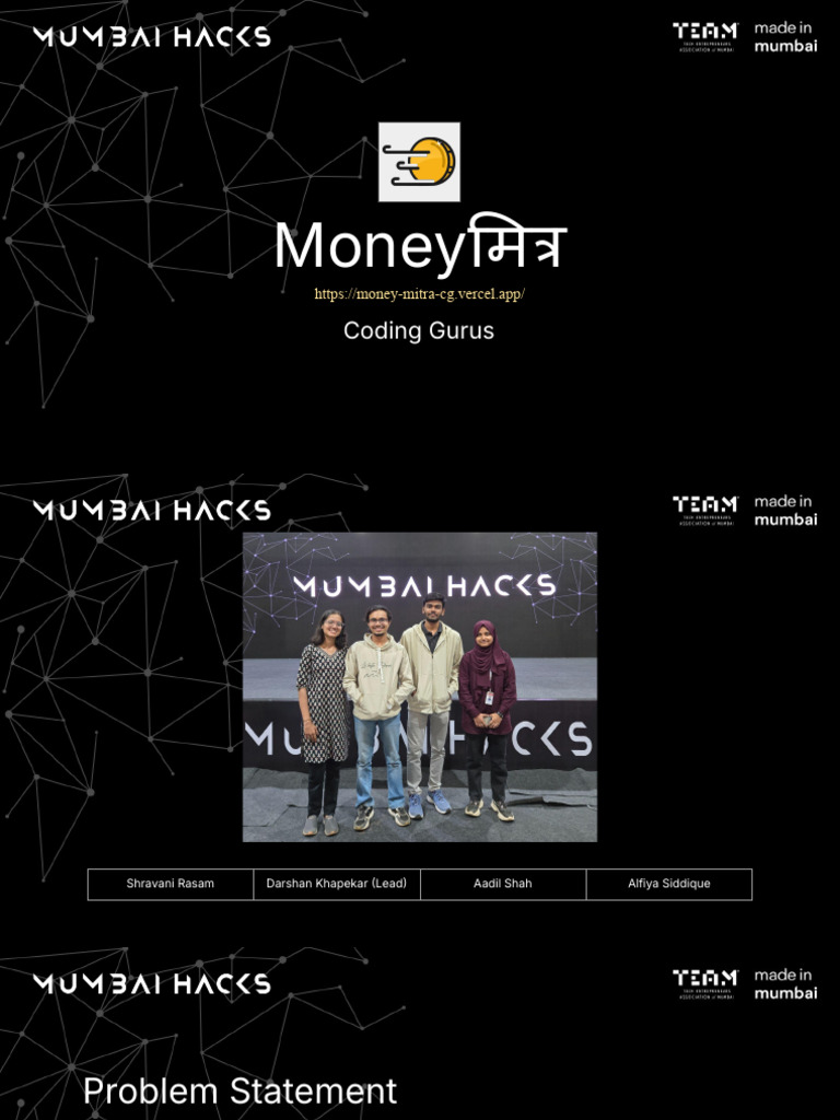 MoneyMitra - Coding Gurus - MumbaiHacks 2025 | PDF