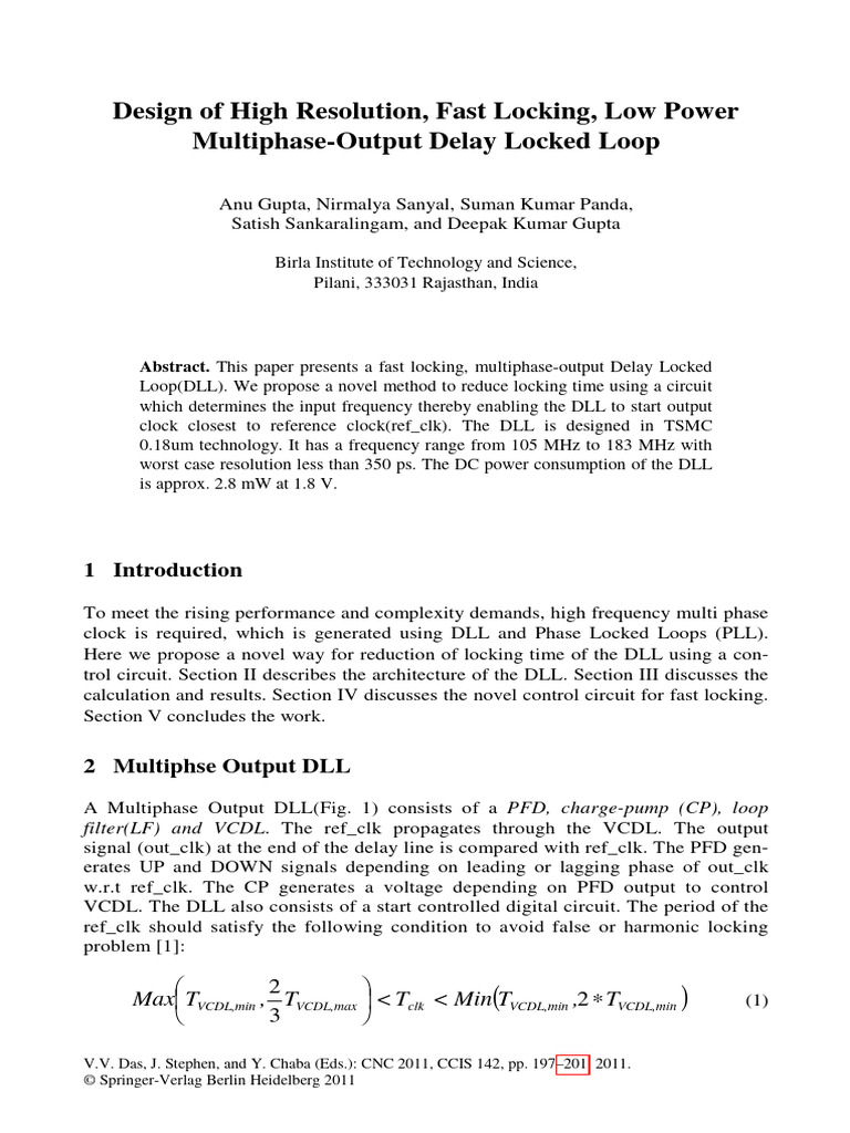 Fast Locking Multiphase DLL Design | PDF | Electronics | Electrical ...