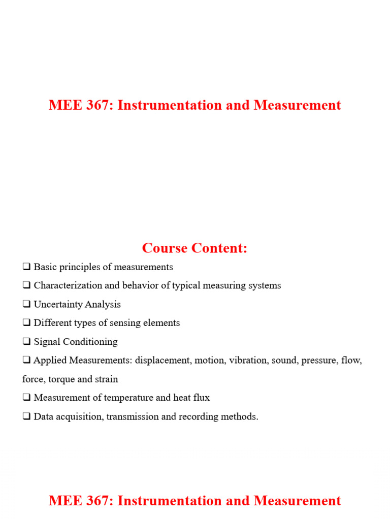 Instrumentation and Measurement Basics | PDF
