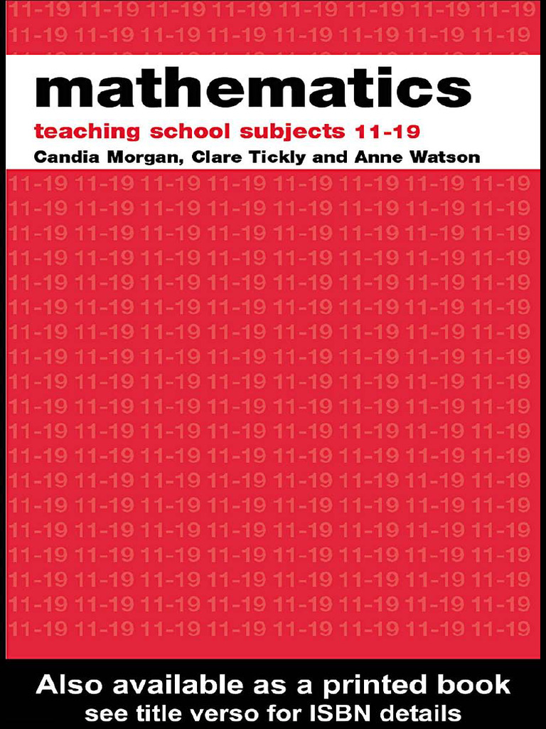 CandiaMorganCla 2004 BookCover MathematicsTeachingSc | PDF