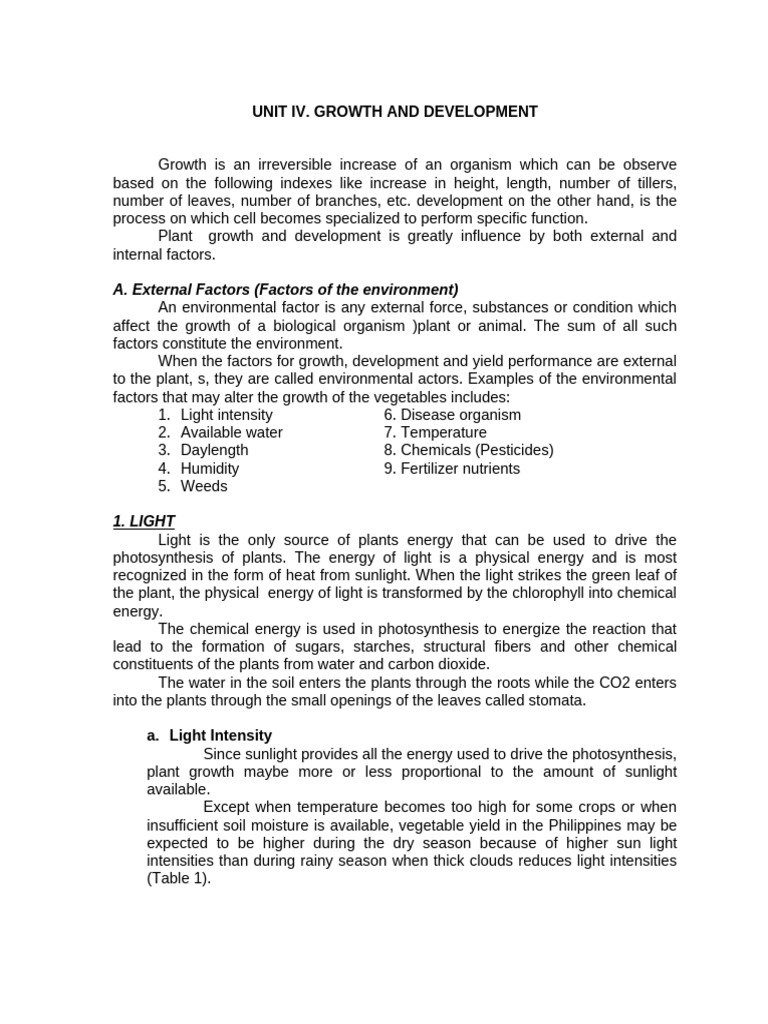 Factors Influencing Plant Growth | PDF | Flowers | Leaf