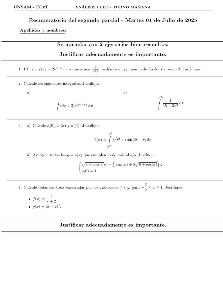 Recup 2do Parcial An I LBT 2025cuat1 | PDF