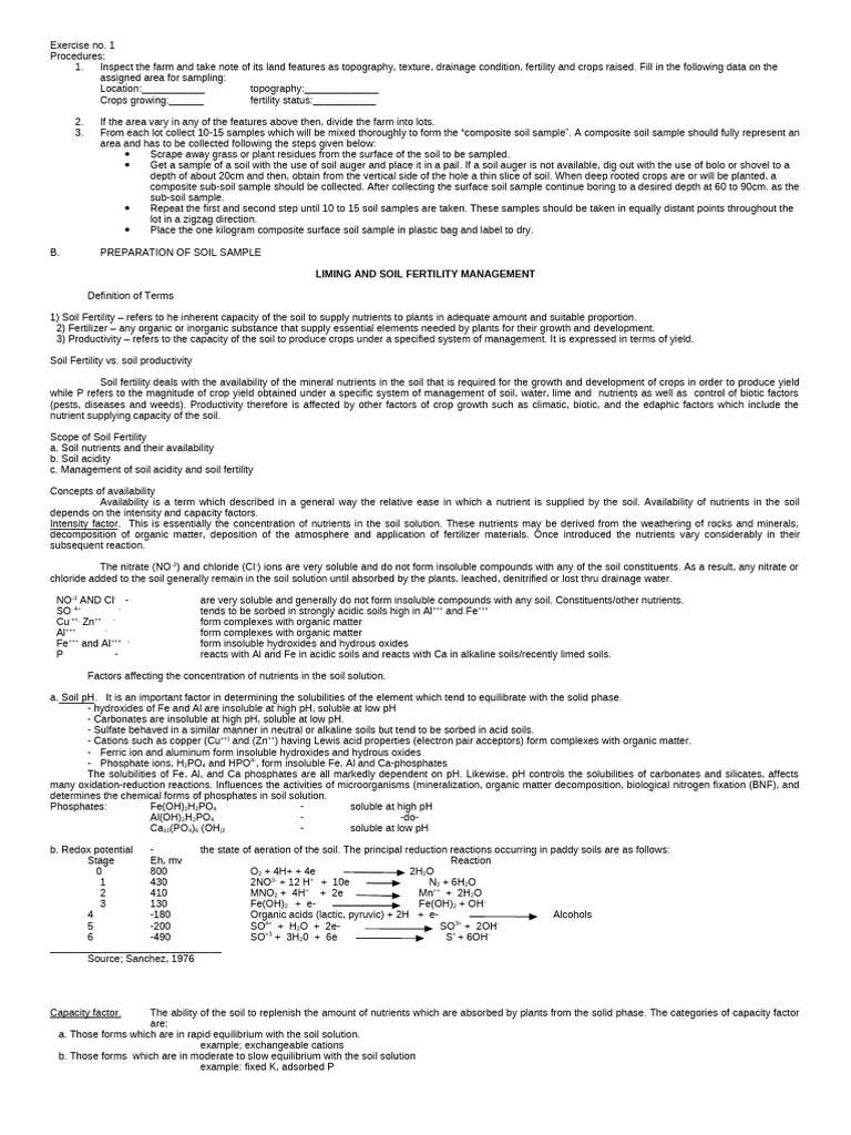 Soil Sampling and Fertility Management Guide | PDF | Fertilizer | Plant ...