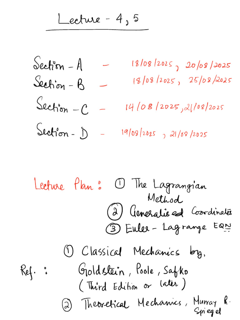 Lec 4, 5 | PDF | Lagrangian Mechanics | Classical Mechanics