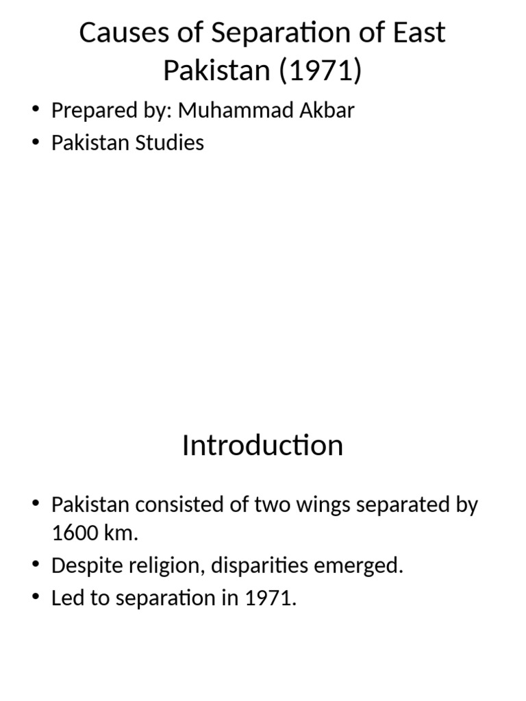 Causes of Separation of East Pakistan | PDF