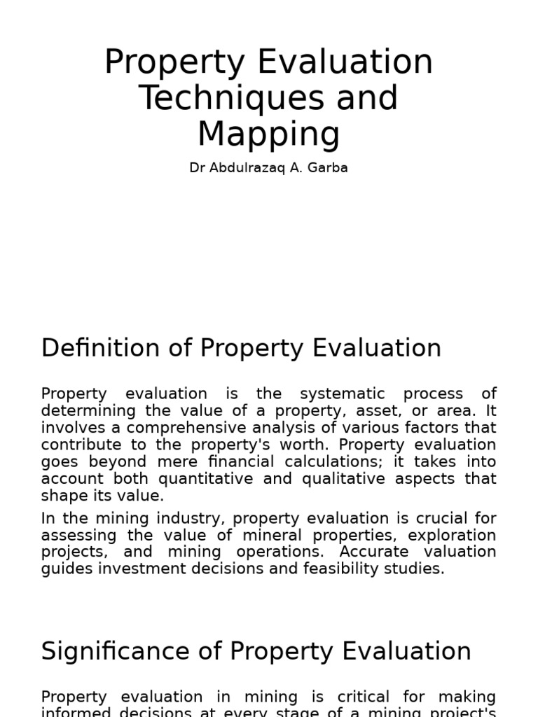 Mining Property Evaluation Techniques | PDF | Discounted Cash Flow ...