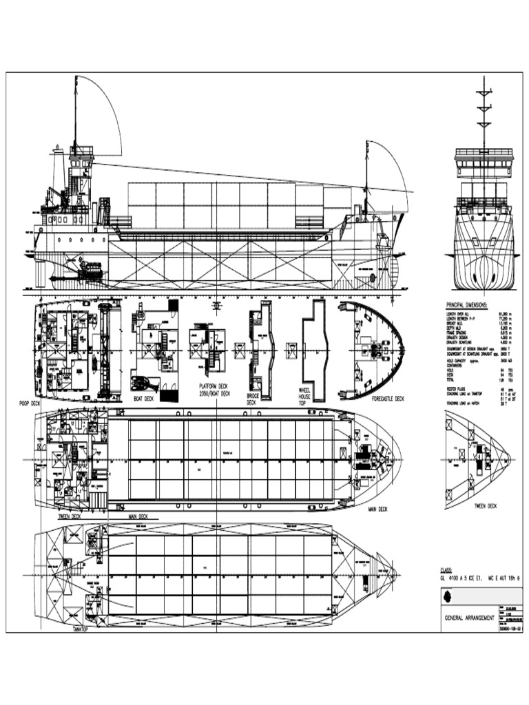 GA of 2900 DWT Multipurpose Ship | PDF