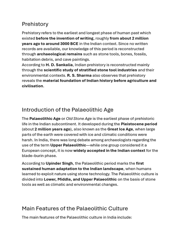Indian Palaeolithic Age Overview | PDF | Paleolithic | Stone Age