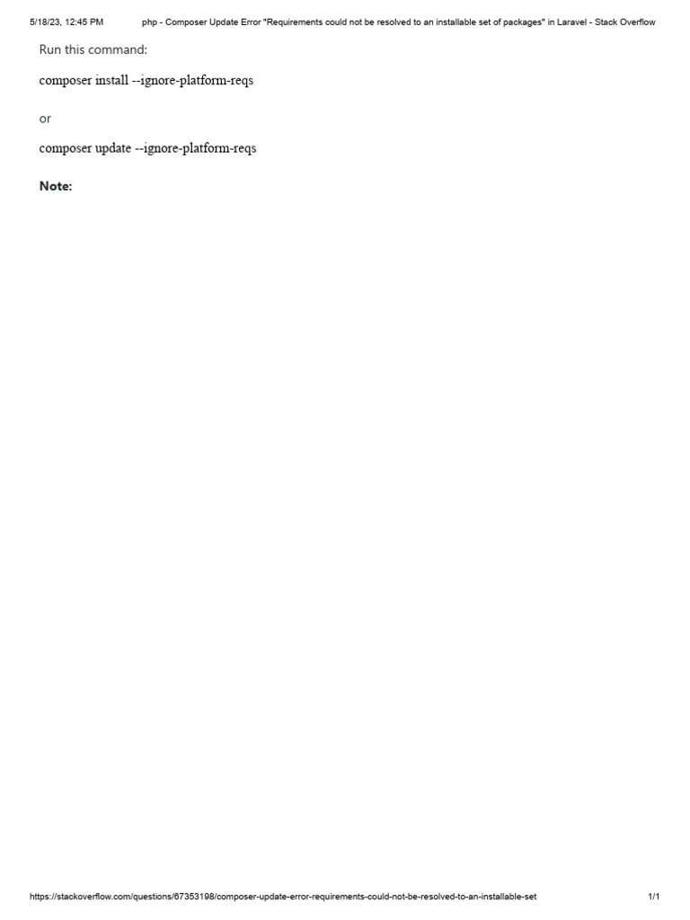 PHP - Composer Update Error - Requirements Could Not Be Resolved To An ...