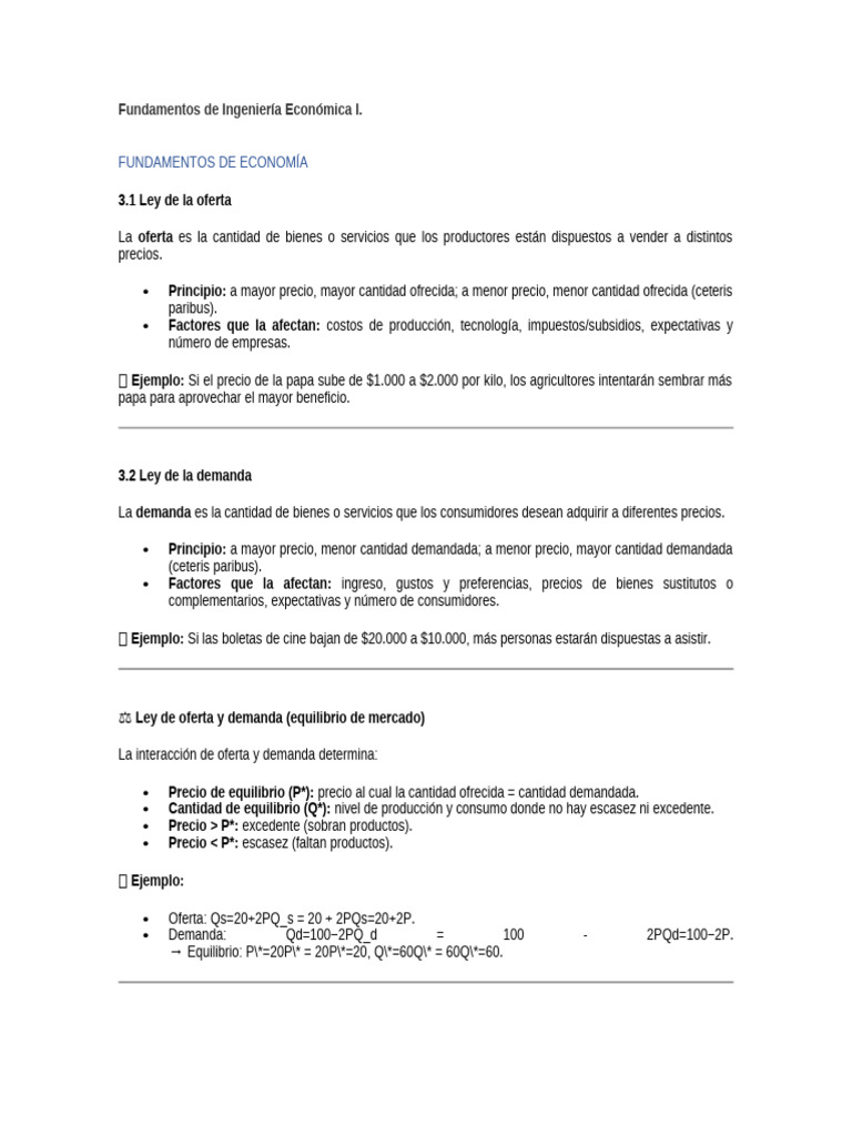 Fundamentos de Ingeniería Económica | PDF | Oferta y demanda | Oferta ...
