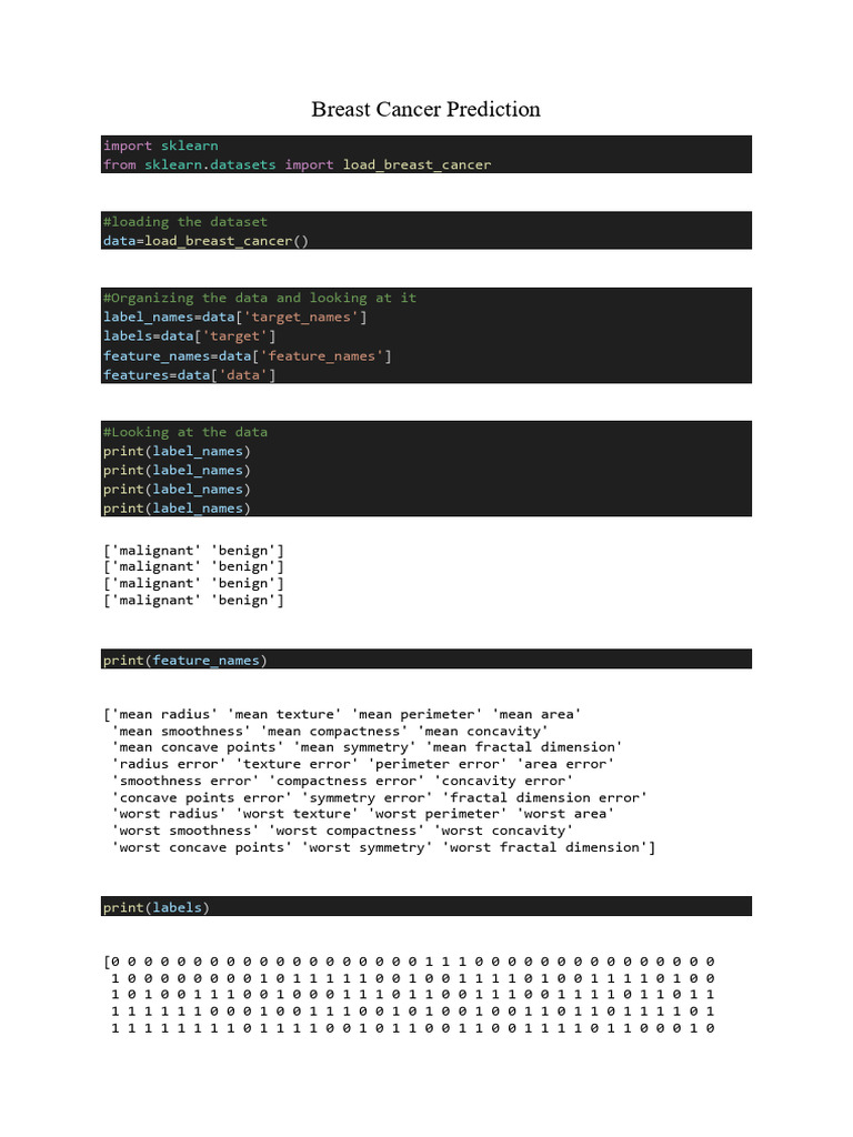 Breast Cancer Prediction Model | PDF | Machine Learning | Applied ...