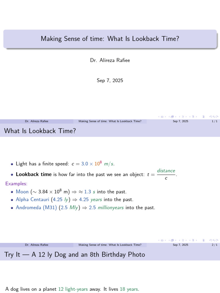 Understanding Lookback Time in Astronomy | PDF | Supernova | Astronomy