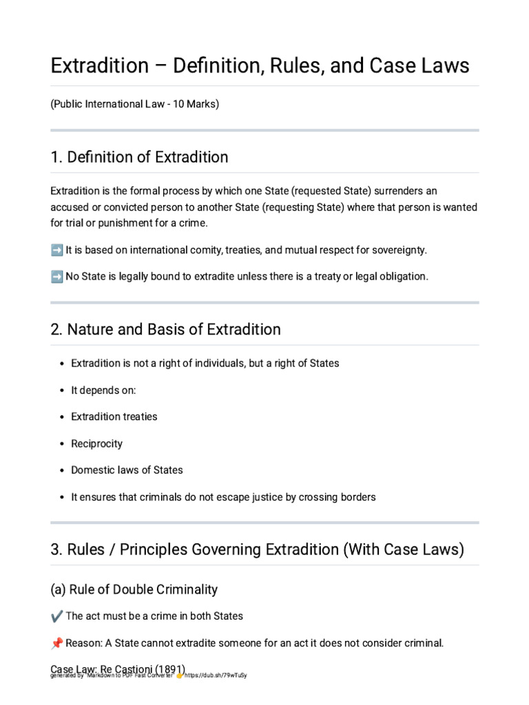 Extradition: Definition and Key Rules | PDF | Extradition | Crime ...