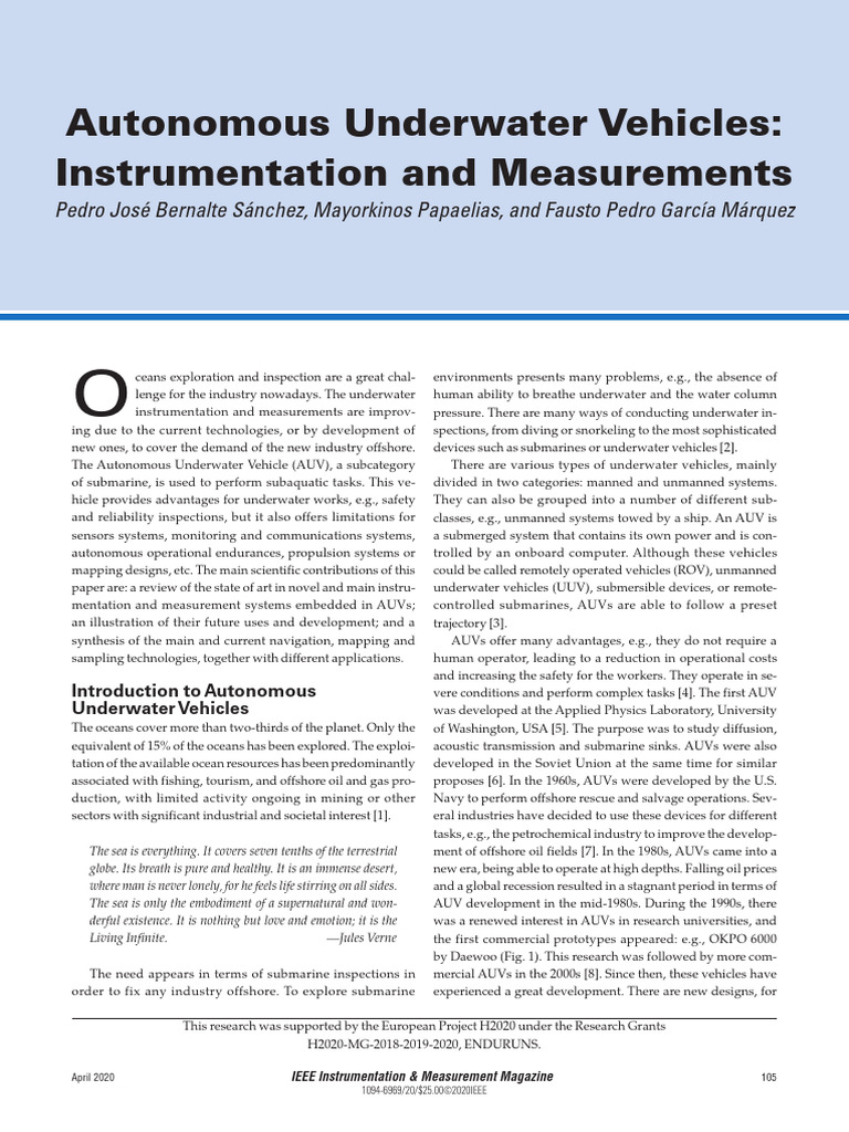 AUVs: Instrumentation & Measurement Advances | PDF | Inertial ...