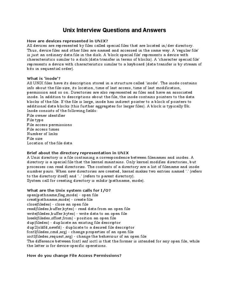 Unix Interview Questions | PDF | Computer File | Command Line Interface