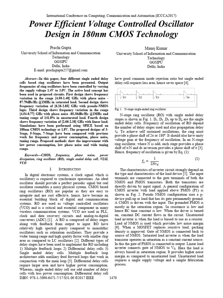 Power Efficient VCO Design in 180nm CMOS | PDF | Mosfet | Cmos