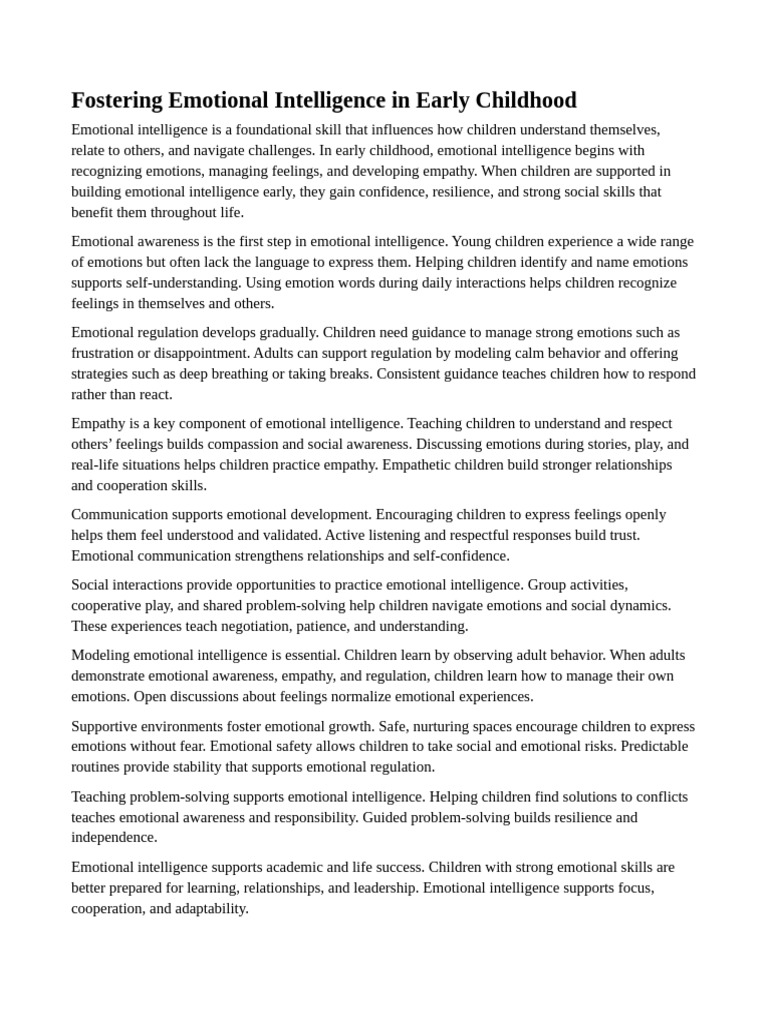 Building Emotional Intelligence in Kids | PDF | Empathy | Emotional ...